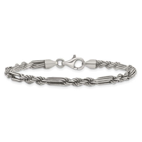 925 White Gold 4.4 mm Solid Chain Bracelet alternate angle