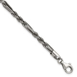 925 White Gold 4.4 mm Solid Chain Bracelet shown for scale
