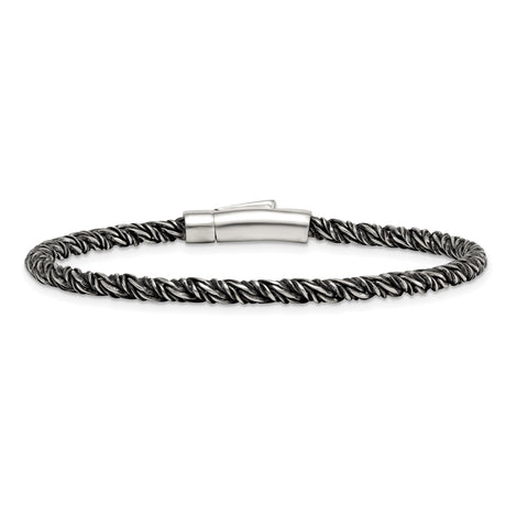 925 White Gold 3.7 mm Franco Chain Bracelet, Solid alternate angle