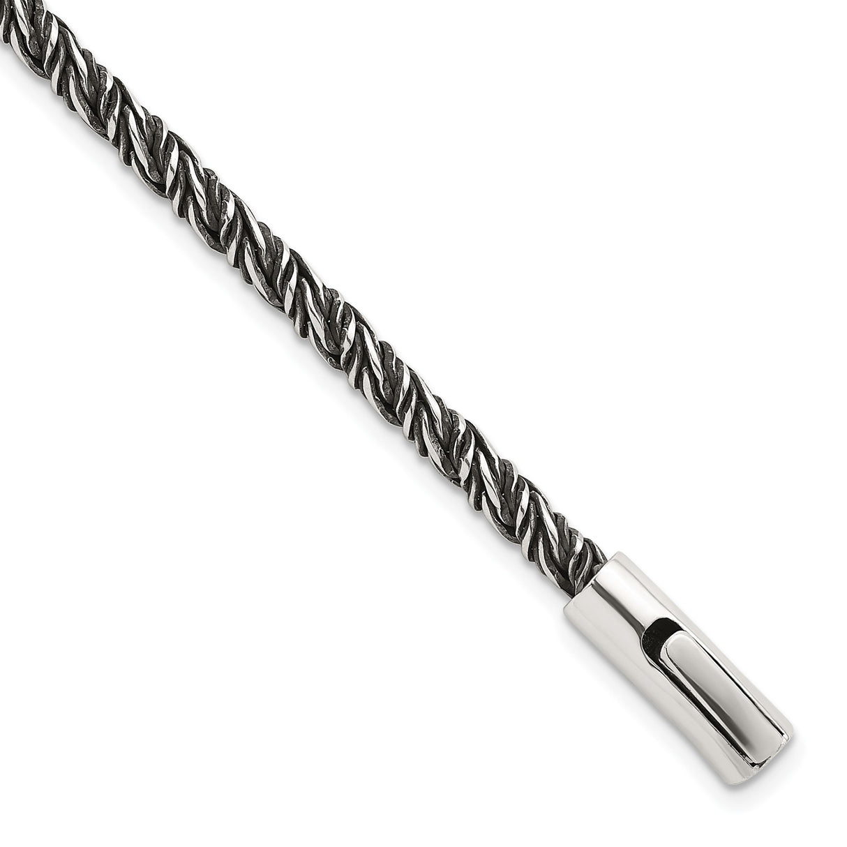 925 White Gold 3.7 mm Franco Chain Bracelet, Solid shown for scale