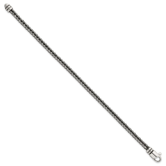 925 White Gold 4.2 mm Franco Chain Bracelet, Solid