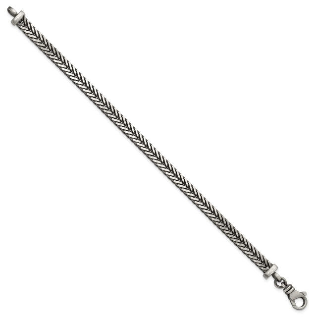 925 White Gold 5.5 mm Franco Chain Bracelet, Solid