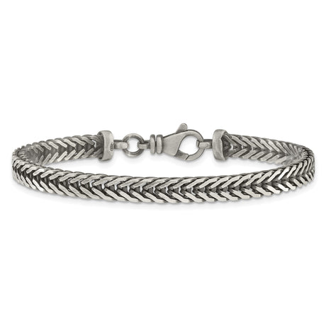 925 White Gold 5.5 mm Franco Chain Bracelet, Solid alternate angle