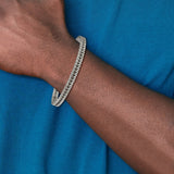 925 White Gold 5.5 mm Franco Chain Bracelet, Solid detail view