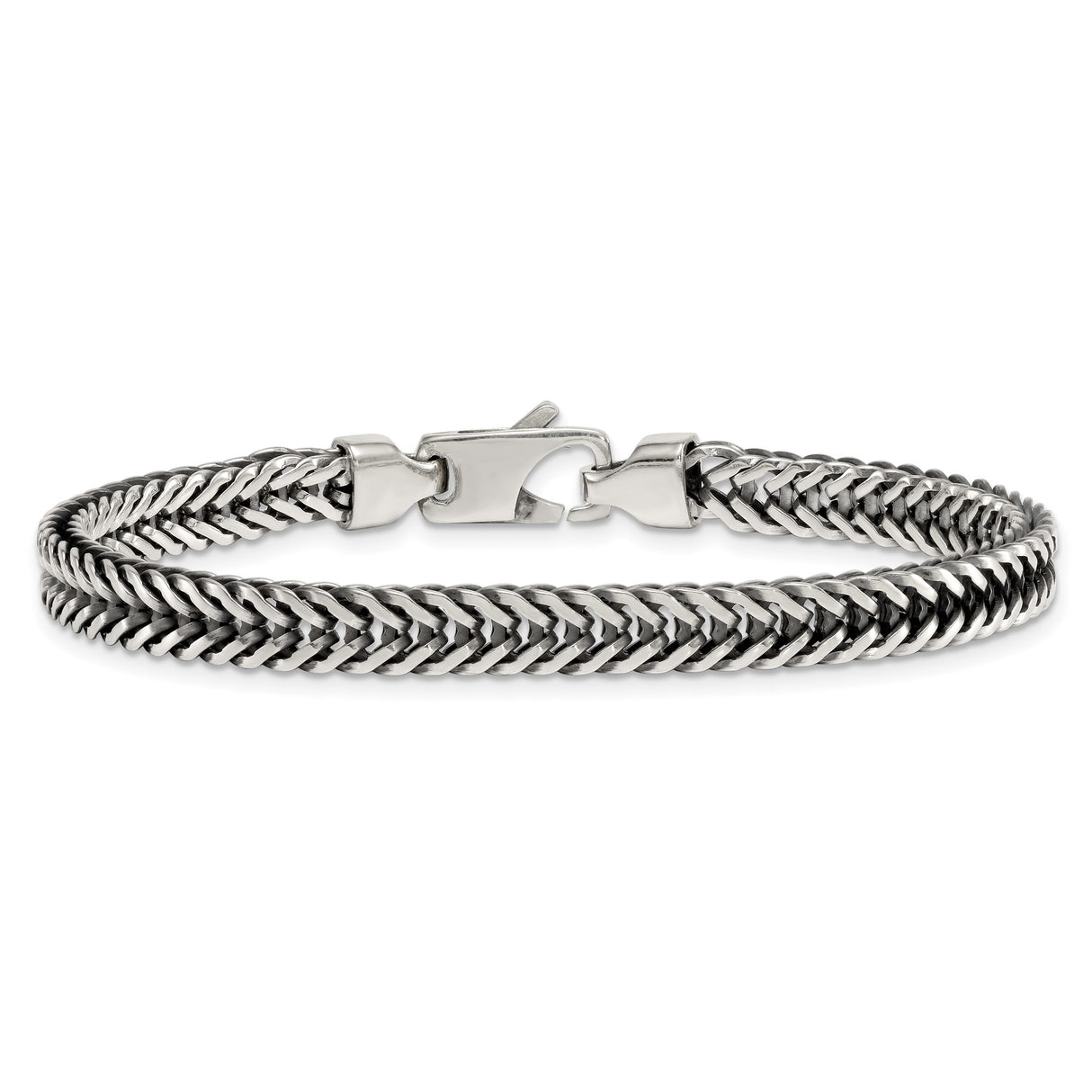 925 White Gold 6.1 mm Solid Chain Bracelet alternate angle