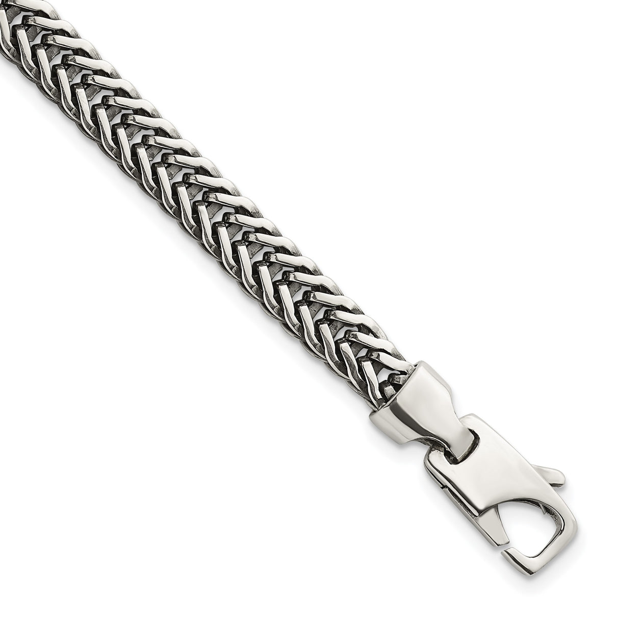 925 White Gold 6.1 mm Solid Chain Bracelet shown for scale