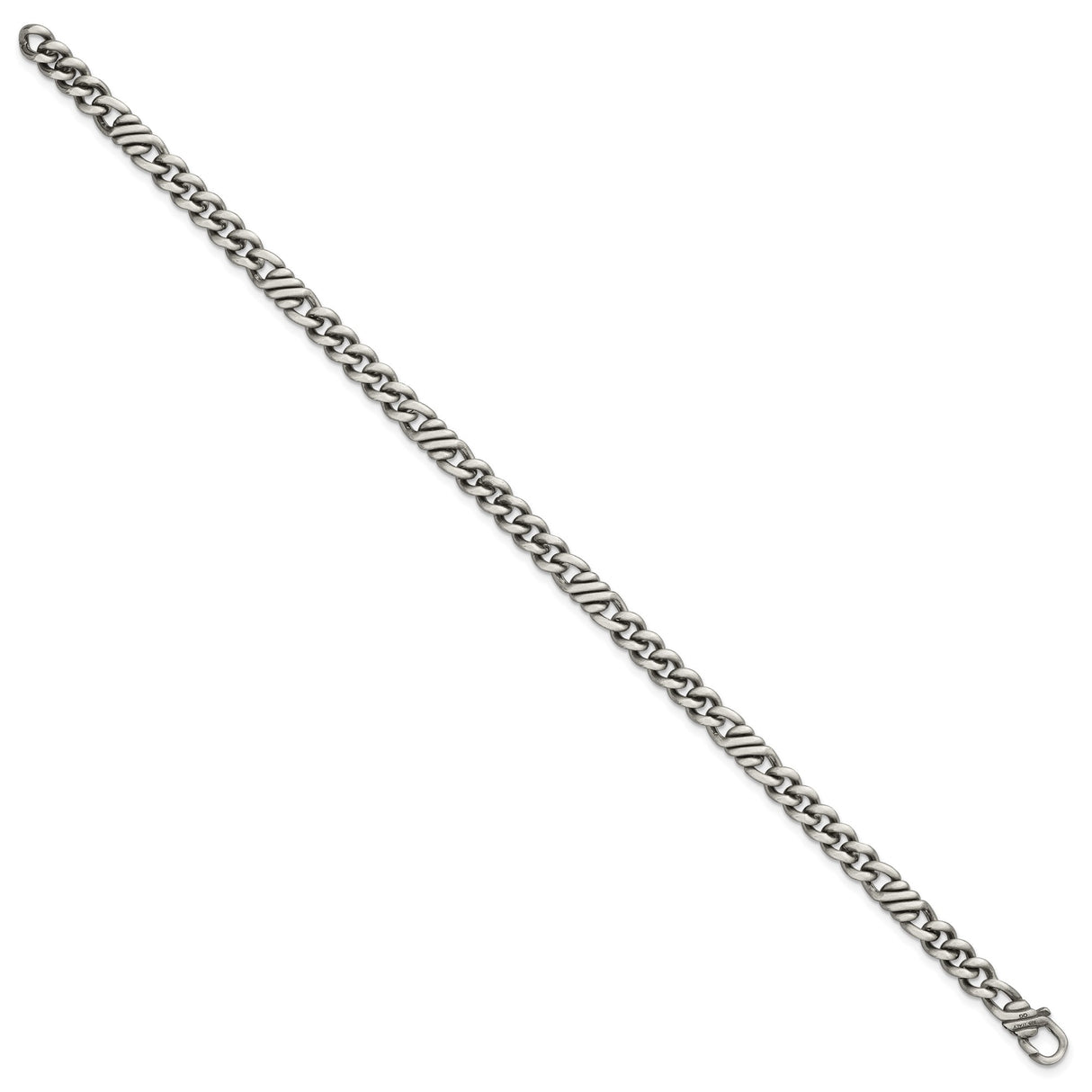 925 White Gold 5.3 mm Brushed Chain Bracelet, Solid