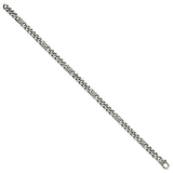 925 White Gold 5.3 mm Brushed Chain Bracelet, Solid