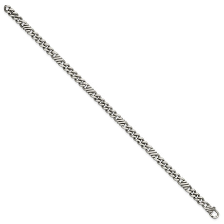 925 White Gold 5.3 mm Brushed Chain Bracelet, Solid