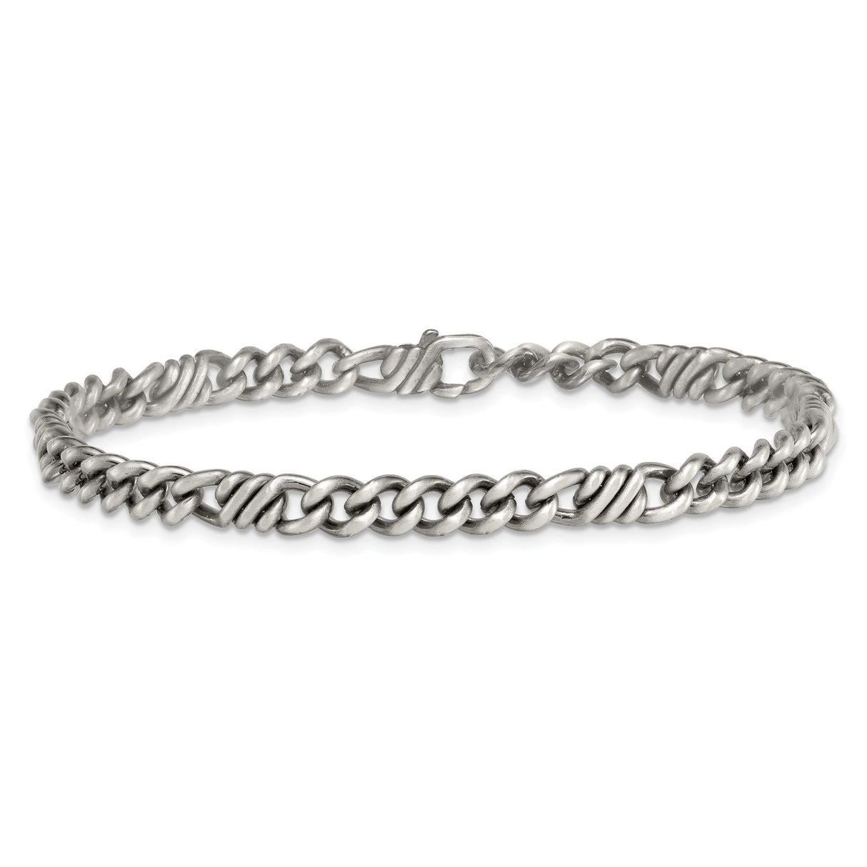 925 White Gold 5.3 mm Brushed Chain Bracelet, Solid alternate angle