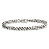 925 White Gold 5.3 mm Brushed Chain Bracelet, Solid alternate angle