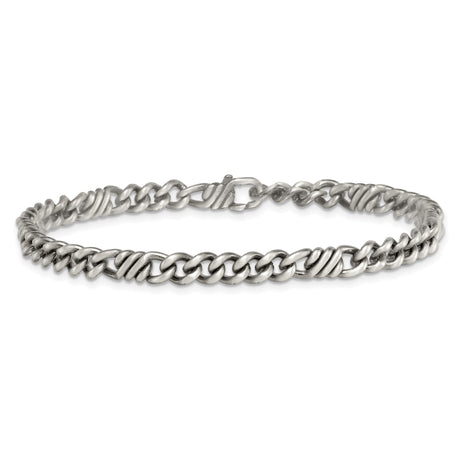 925 White Gold 5.3 mm Brushed Chain Bracelet, Solid alternate angle