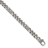 925 White Gold 5.3 mm Brushed Chain Bracelet, Solid detail view