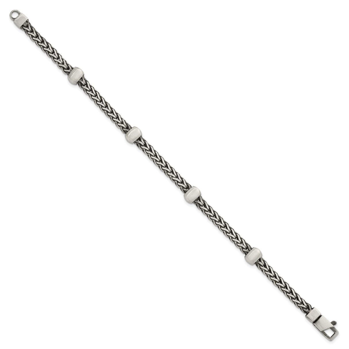 925 White Gold 7.75 mm Franco Chain Bracelet, Brushed