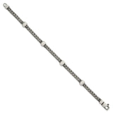 925 White Gold 7.75 mm Franco Chain Bracelet, Brushed