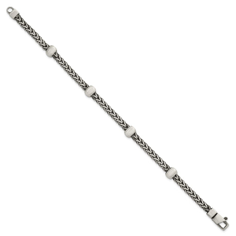 925 White Gold 7.75 mm Franco Chain Bracelet, Brushed