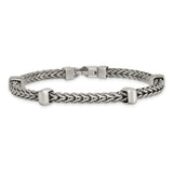 925 White Gold 7.75 mm Franco Chain Bracelet, Brushed alternate angle