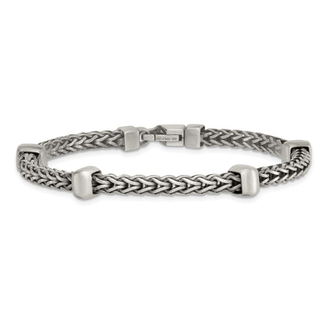925 White Gold 7.75 mm Franco Chain Bracelet, Brushed alternate angle