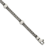 925 White Gold 7.75 mm Franco Chain Bracelet, Brushed detail view