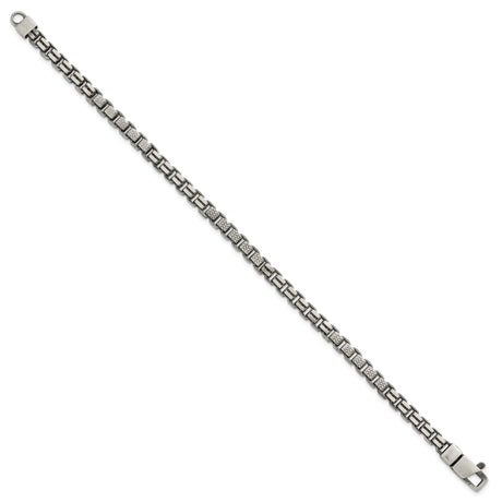 925 White Gold 5 mm Box Chain Bracelet, Brushed