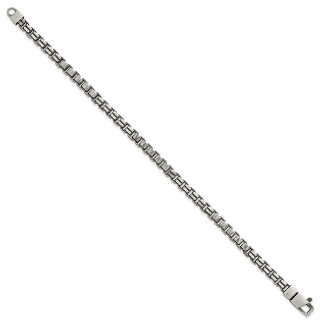 925 White Gold 5 mm Box Chain Bracelet, Brushed
