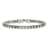925 White Gold 5 mm Box Chain Bracelet, Brushed alternate angle