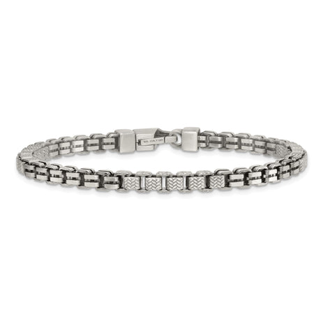 925 White Gold 5 mm Box Chain Bracelet, Brushed alternate angle