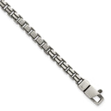 925 White Gold 5 mm Box Chain Bracelet, Brushed detail view