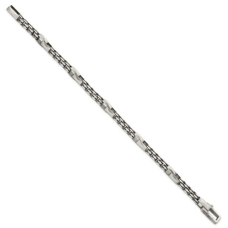 925 White Gold 7.5 mm Box Chain Bracelet, Brushed
