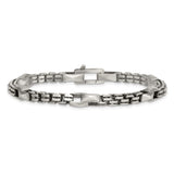 925 White Gold 7.5 mm Box Chain Bracelet, Brushed alternate angle