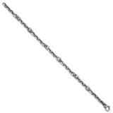 925 White Gold 7.4 mm Brushed Chain Bracelet, Solid