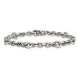 925 White Gold 7.4 mm Brushed Chain Bracelet, Solid alternate angle