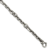 925 White Gold 7.4 mm Brushed Chain Bracelet, Solid detail view