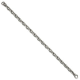 925 White Gold 7.3 mm Brushed Chain Bracelet, Solid
