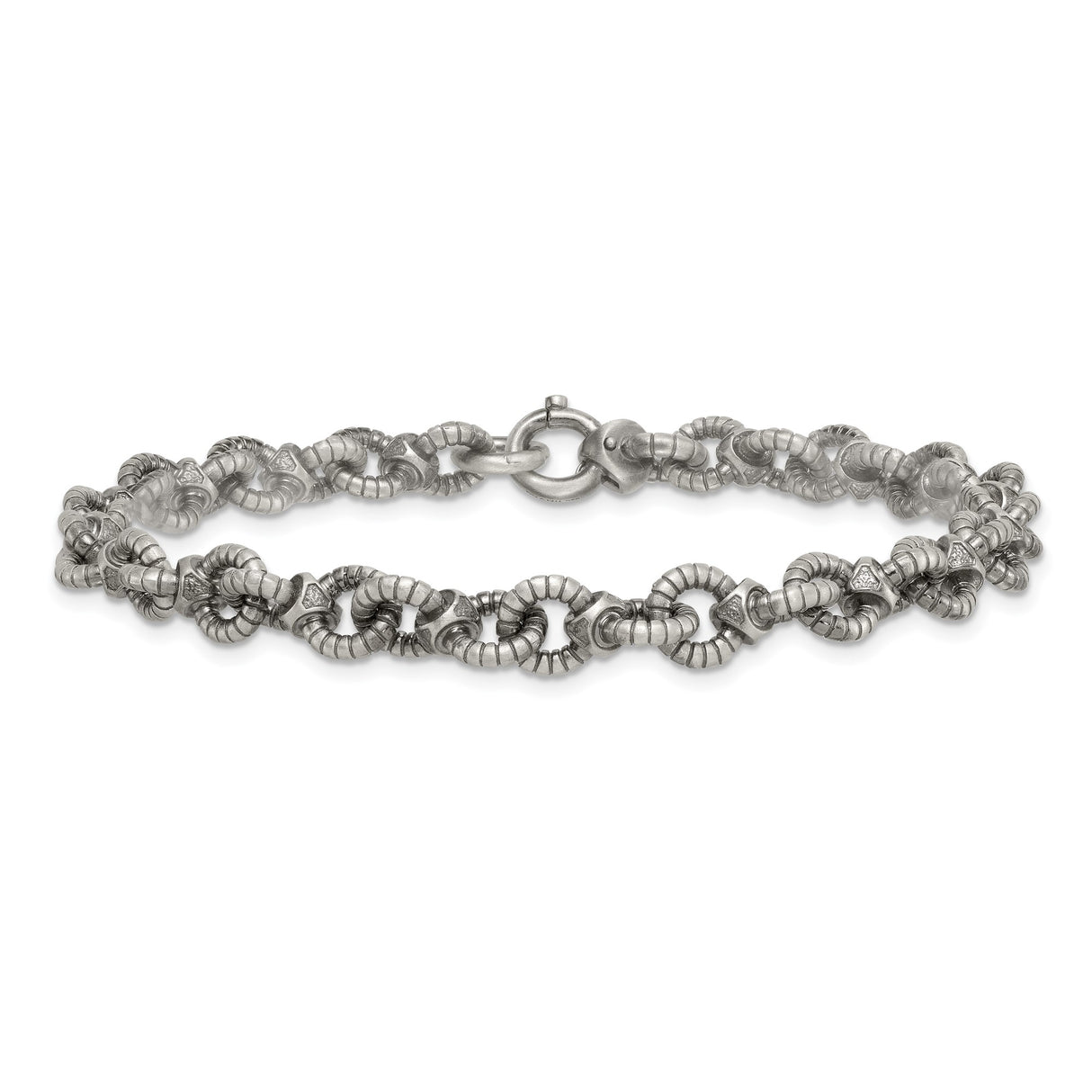 925 White Gold 7.3 mm Brushed Chain Bracelet, Solid alternate angle