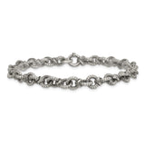 925 White Gold 7.3 mm Brushed Chain Bracelet, Solid alternate angle