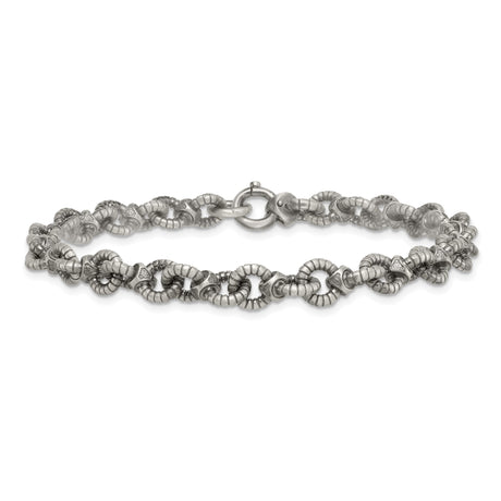 925 White Gold 7.3 mm Brushed Chain Bracelet, Solid alternate angle