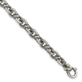 925 White Gold 7.3 mm Brushed Chain Bracelet, Solid detail view