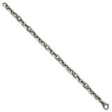 925 White Gold 8.5 mm Brushed Chain Bracelet, Solid