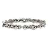 925 White Gold 8.5 mm Brushed Chain Bracelet, Solid alternate angle