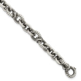 925 White Gold 8.5 mm Brushed Chain Bracelet, Solid detail view