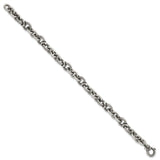 925 White Gold 9.5 mm Polished Chain Bracelet, Solid