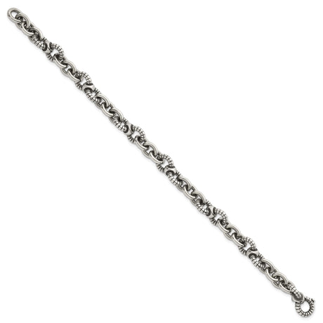 925 White Gold 9.5 mm Polished Chain Bracelet, Solid