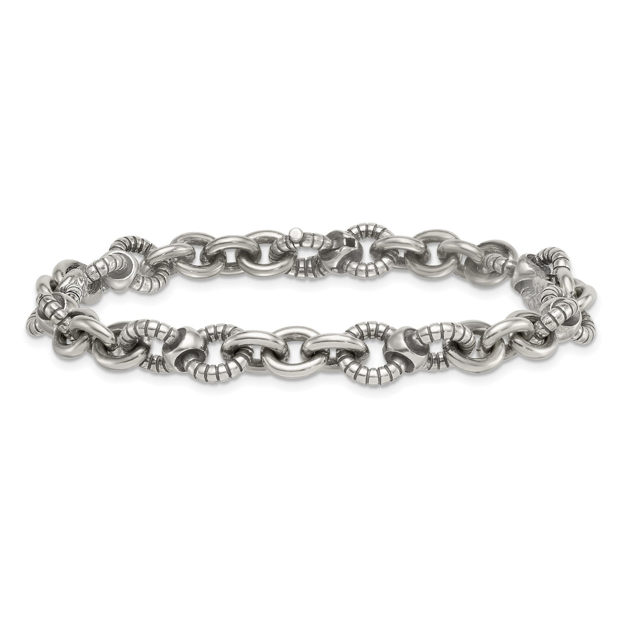 925 White Gold 9.5 mm Polished Chain Bracelet, Solid alternate angle