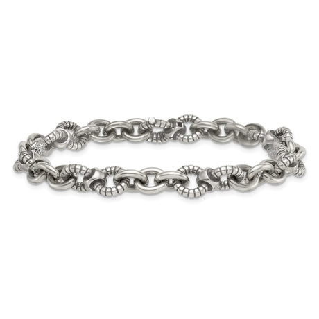 925 White Gold 9.5 mm Polished Chain Bracelet, Solid alternate angle