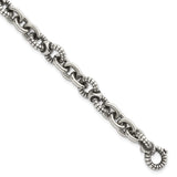 925 White Gold 9.5 mm Polished Chain Bracelet, Solid detail view