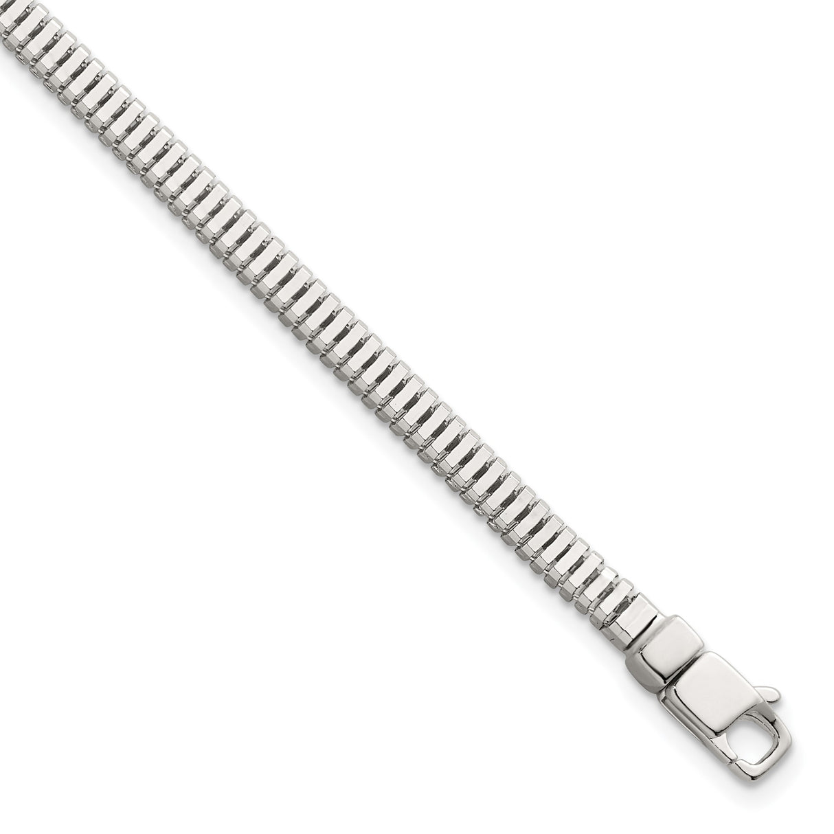 925 White Gold 3.5 mm Polished Chain Bracelet shown for scale