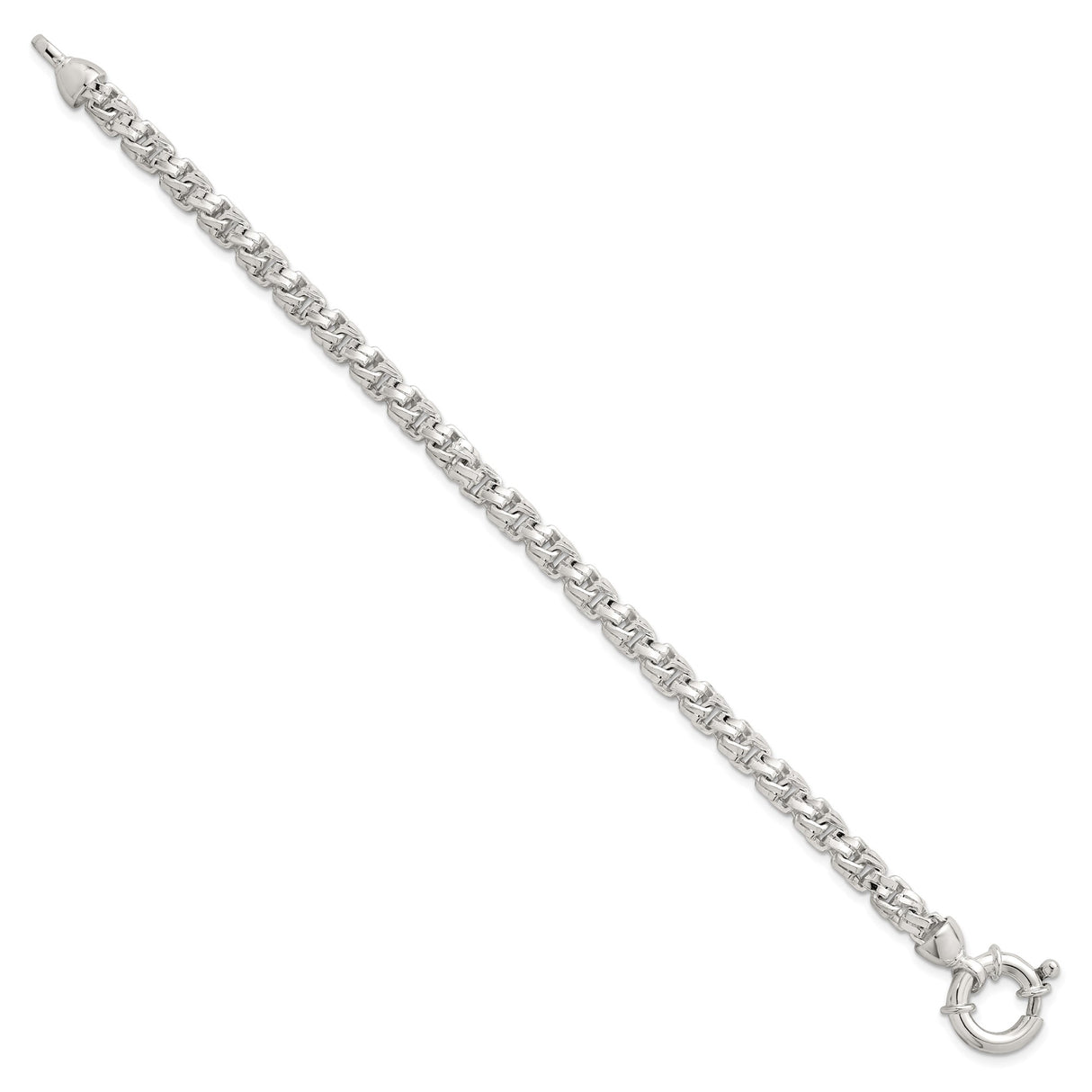 925 White Gold 5.6 mm Polished Chain Bracelet, Solid