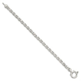 925 White Gold 5.6 mm Polished Chain Bracelet, Solid