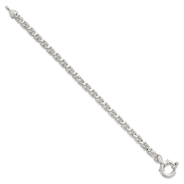 925 White Gold 5.6 mm Polished Chain Bracelet, Solid